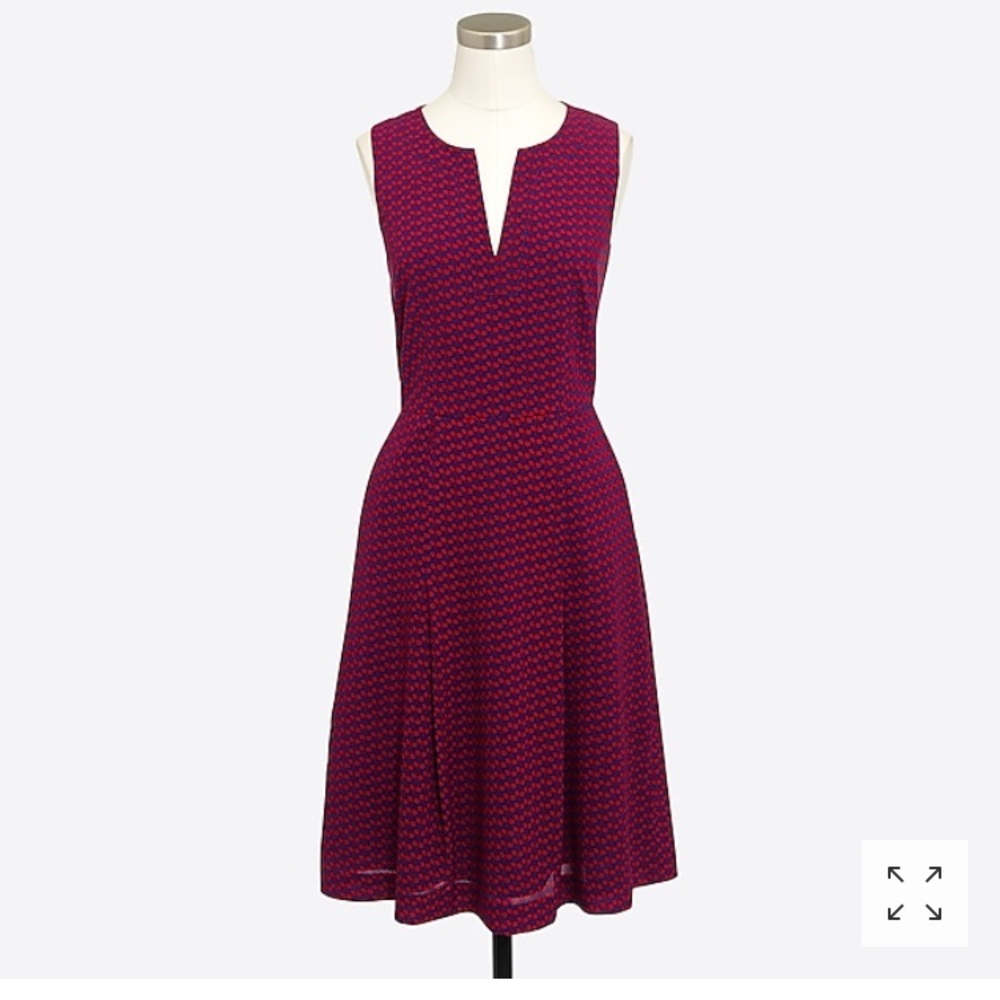 J. Crew red blue split neck cherries dress 16